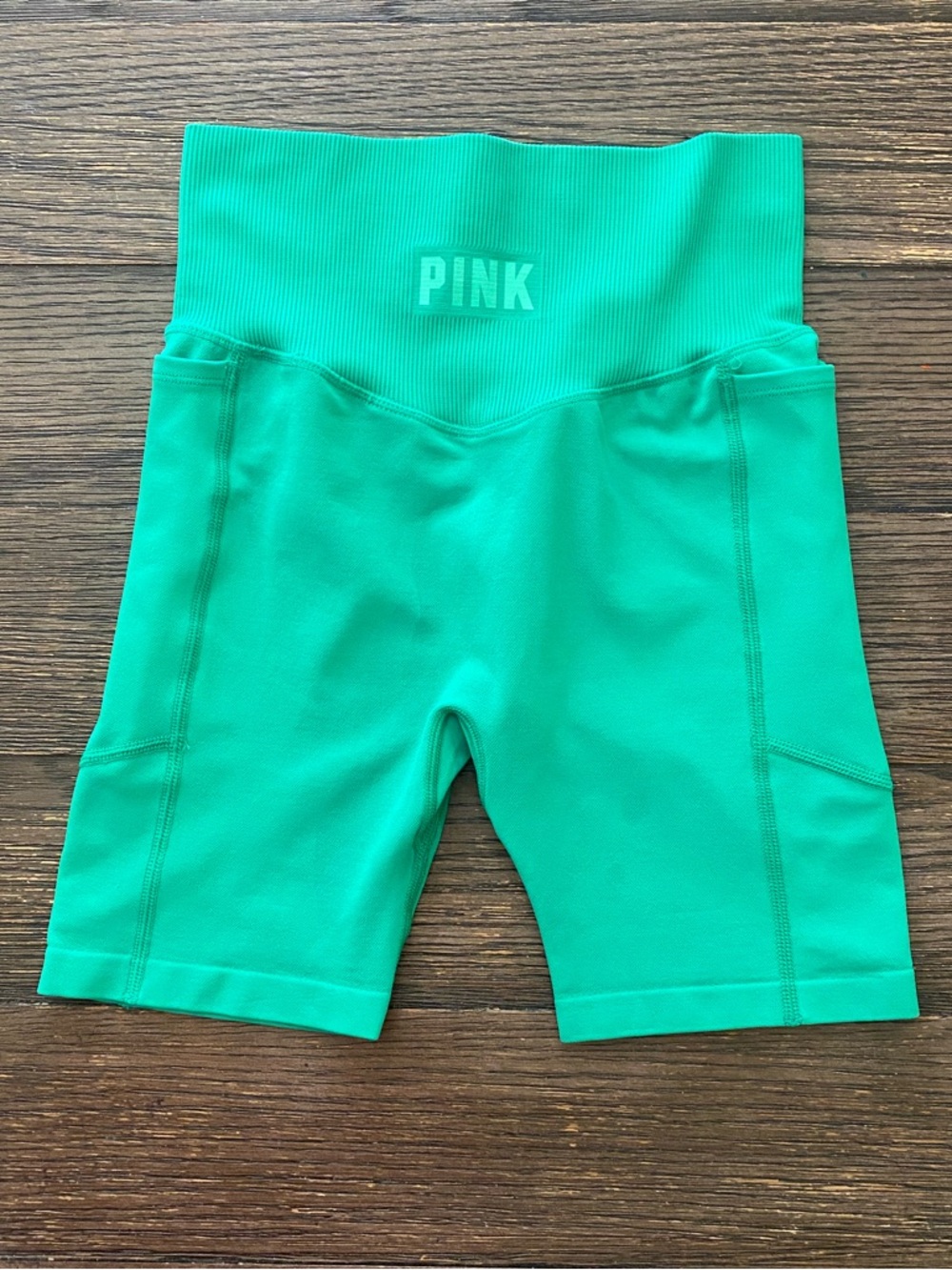 PINK Women High Waist Biker Shorts XS Vibrant Green 6” Active Victoria’s Secret